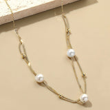 LAYA Shell Pearl Multi-line Necklace 925 Sterling Silver Fine Jewelry