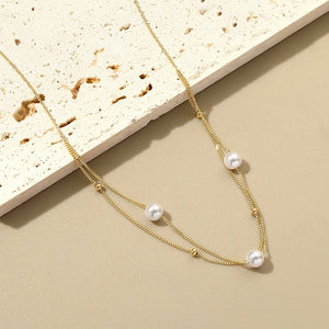 LAYA Multi-line Necklace 925 Sterling Silver Shell Pearl Accessory