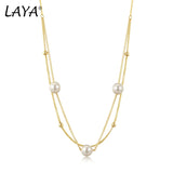 LAYA Multi-line Necklace 925 Sterling Silver Shell Pearl Accessory
