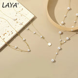 LAYA Multi-line Necklace 925 Sterling Silver Shell Pearl Accessory