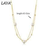 LAYA Multi-line Necklace 925 Sterling Silver Shell Pearl Accessory