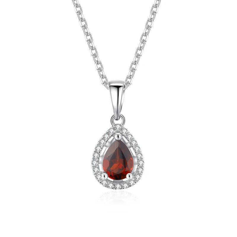 LAYA Gemstones Pendant Necklace Women Pear Cut Vintage 925 Silver Jewelry