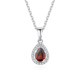 LAYA Gemstones Pendant Necklace Women Pear Cut Vintage 925 Silver Jewelry