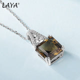 LAYA Smoky Quartz 925 Silver Pendant Necklace 5.4 Carats