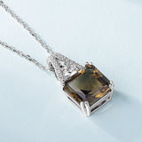 LAYA Smoky Quartz 925 Silver Pendant Necklace 5.4 Carats