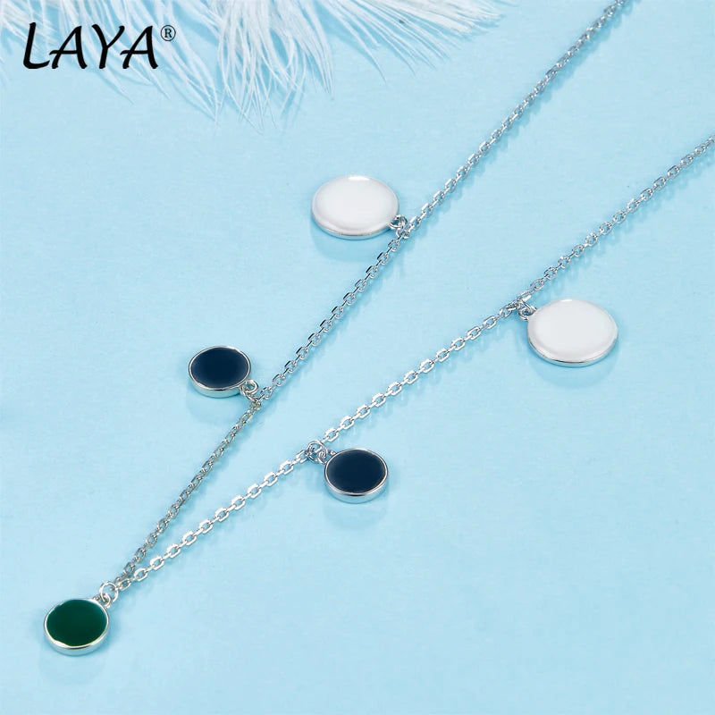 925 Silver LAYA Enamel Wave Point Necklace