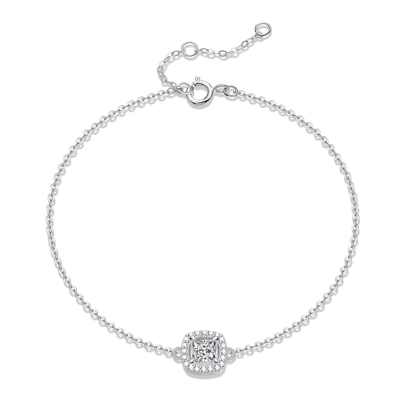 925 Silver Moissanite Diamond Tennis Bracelet For Women