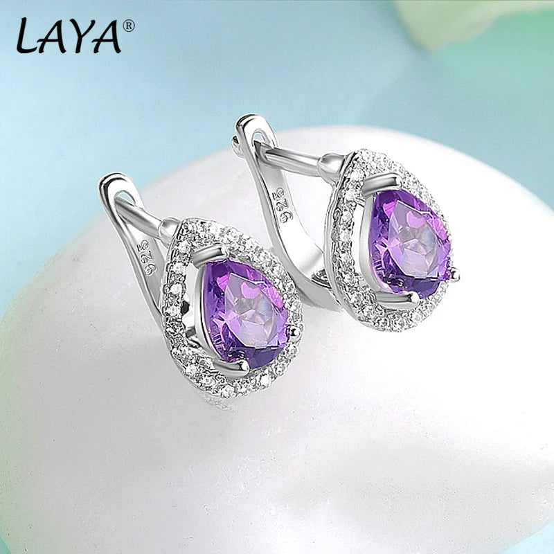 Vintage Amethyst Earrings 925 Sterling Silver