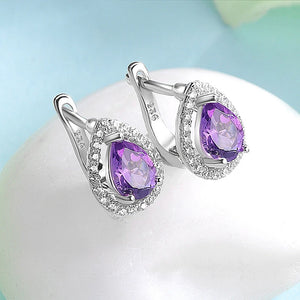 Vintage Amethyst Earrings 925 Sterling Silver