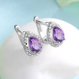 Vintage Amethyst Earrings 925 Sterling Silver