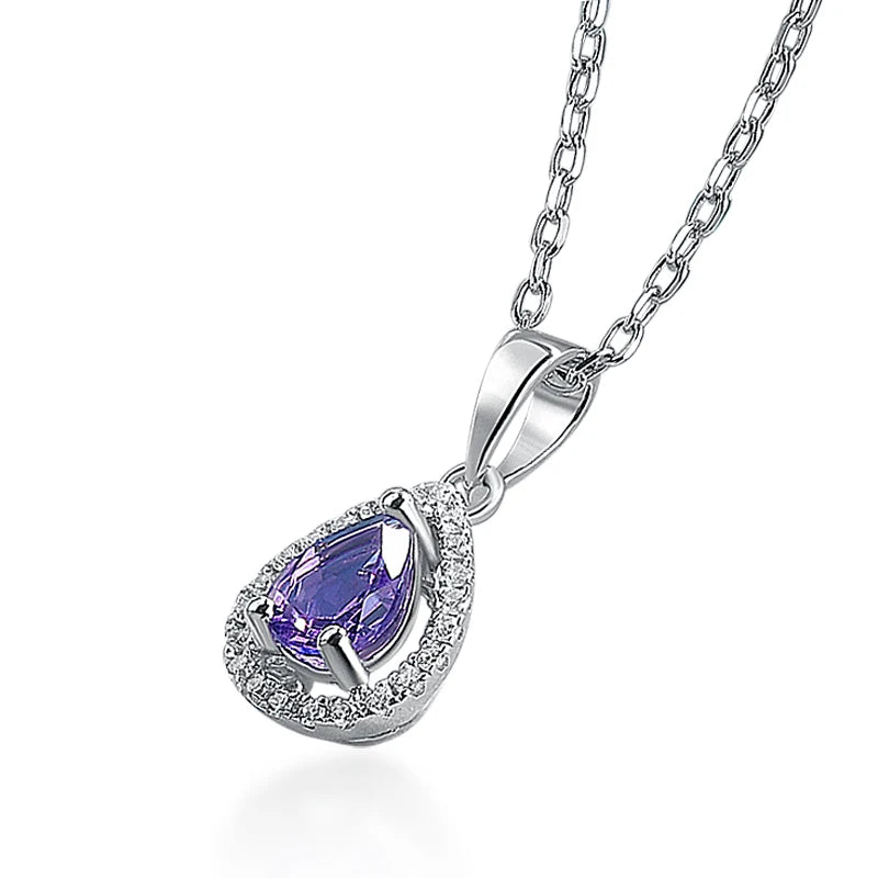 Vintage Amethyst Pendant Necklace 925 Silver