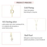 LAYA Pearl Pendant Necklace Y Shaped Zircon 925 Sterling Silver Jewelry