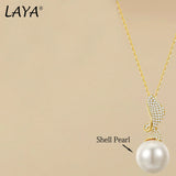 LAYA Pendant Necklace Shell Pearl 925 Sterling Silver Jewelry