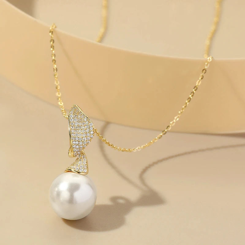 LAYA Pendant Necklace Shell Pearl 925 Sterling Silver Jewelry