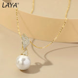 LAYA Pendant Necklace Shell Pearl 925 Sterling Silver Jewelry