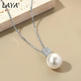LAYA Shell Pearl Necklace Zircon Wedding Silver Fine Jewelry