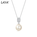 LAYA Shell Pearl Necklace Zircon Wedding Silver Fine Jewelry