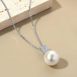 LAYA Shell Pearl Necklace Zircon Wedding Silver Fine Jewelry