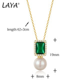 LAYA Pendant Necklace Shell Pearl Green Zircon Wedding 925 Sterling Silver
