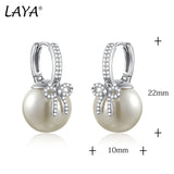 LAYA 925 Silver Shell Pearl Bow Earrings Women Wedding Fine Jewelry