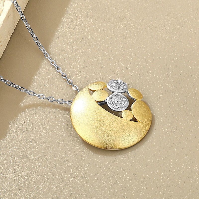 LAYA 925 Sterling Silver Shining Bubble Zircon Satin Necklace