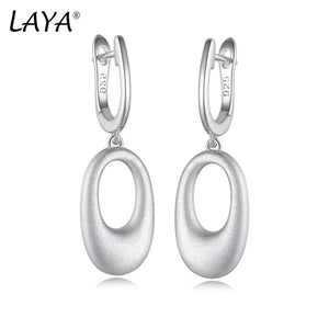 LAYA 925 Silver Circle Dangle Earrings for Women