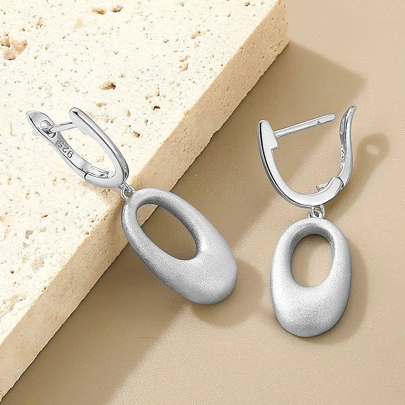 LAYA 925 Silver Circle Dangle Earrings for Women