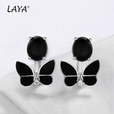 LAYA 925 Silver Butterfly Earrings Enamel Jewelry Gift