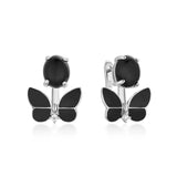 LAYA 925 Silver Butterfly Earrings Enamel Jewelry Gift