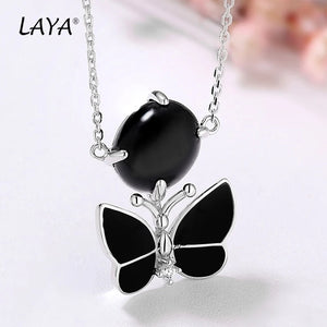 Real 925 Sterling Silver Butterfly Necklace Enamel Jewelry Gift
