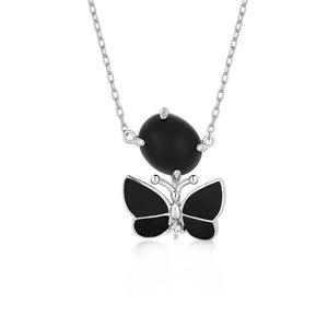 Real 925 Sterling Silver Butterfly Necklace Enamel Jewelry Gift