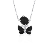 Real 925 Sterling Silver Butterfly Necklace Enamel Jewelry Gift