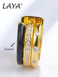 LAYA 925 Silver Zircon Enamel Earrings Women's Party Jewelry