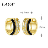 LAYA 925 Silver Zircon Enamel Earrings Women's Party Jewelry