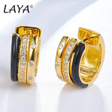 LAYA 925 Silver Zircon Enamel Earrings Women's Party Jewelry