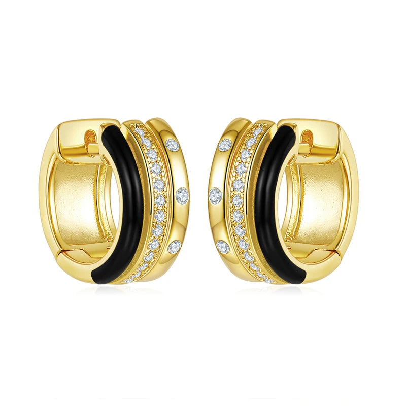 LAYA 925 Silver Zircon Enamel Earrings Women's Party Jewelry