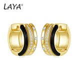 LAYA 925 Silver Zircon Enamel Earrings Women's Party Jewelry