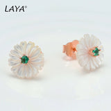 LAYA Shell Flower Zircon Earrings, 925 Silver Wedding