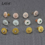 LAYA Shell Flower Zircon Earrings, 925 Silver Wedding