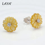 LAYA Shell Flower Zircon Earrings, 925 Silver Wedding
