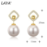 LAYA 925 Sterling Silver Shell Pearl Drop Earrings Vintage Style Fine Jewelry
