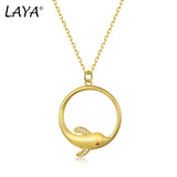 LAYA 925 Silver Zircon Dolphin Pendant Necklace