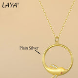 LAYA 925 Silver Zircon Dolphin Pendant Necklace