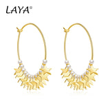 Real 925 Sterling Star Personality Pearl Earrings Women Style Jewelry