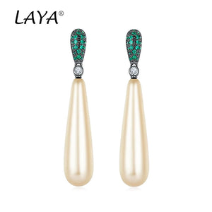 LAYA Elongated Pearl Dangle Earrings Wedding Jewelry Gift