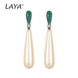 LAYA Elongated Pearl Dangle Earrings Wedding Jewelry Gift