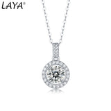 LAYA S925 Silver 1CT Moissanite Pendant Necklace Women Bride Wedding