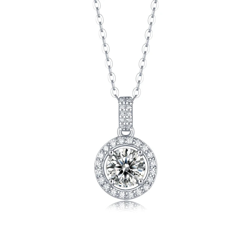 LAYA S925 Silver 1CT Moissanite Pendant Necklace Women Bride Wedding