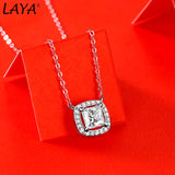LAYA S925 Sterling Silver 1ct Princess Square Moissanite Pendant Necklace