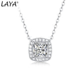 LAYA S925 Sterling Silver 1ct Princess Square Moissanite Pendant Necklace